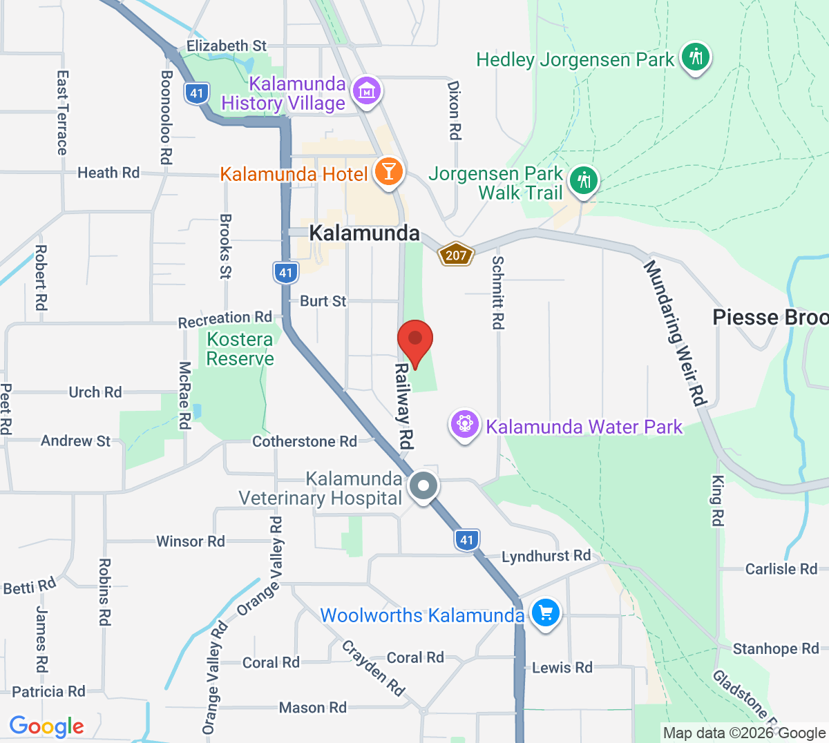Map of Kalamunda Tennis Club