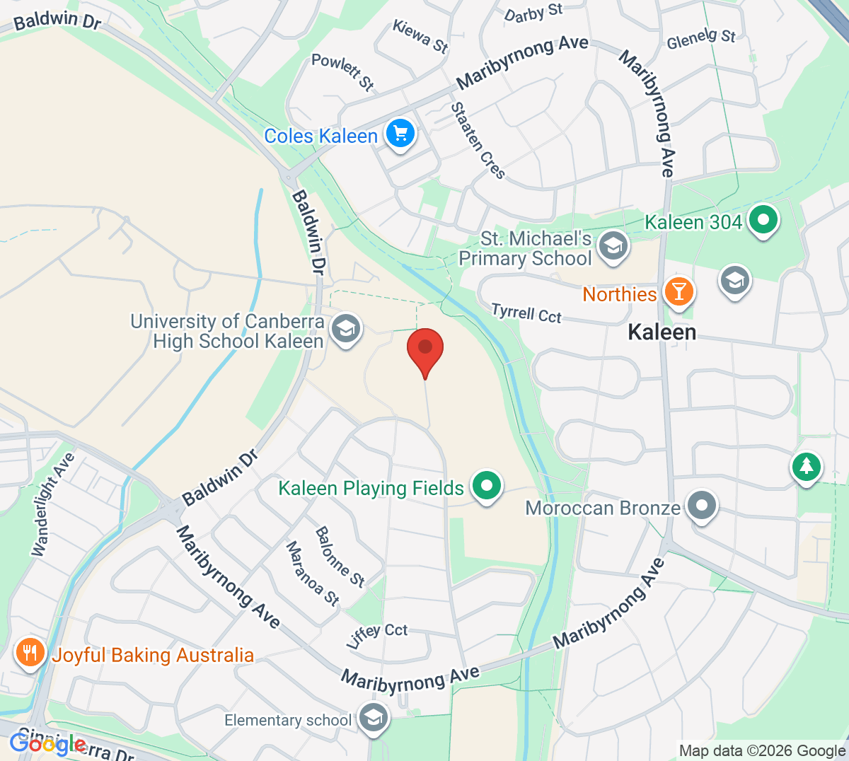 Map of Kaleen Tennis Club
