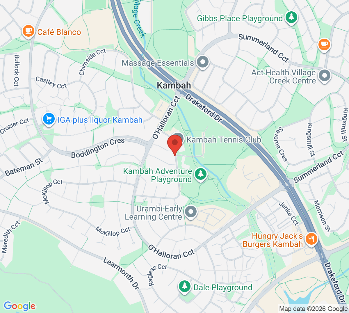 Map of Kambah Tennis Club