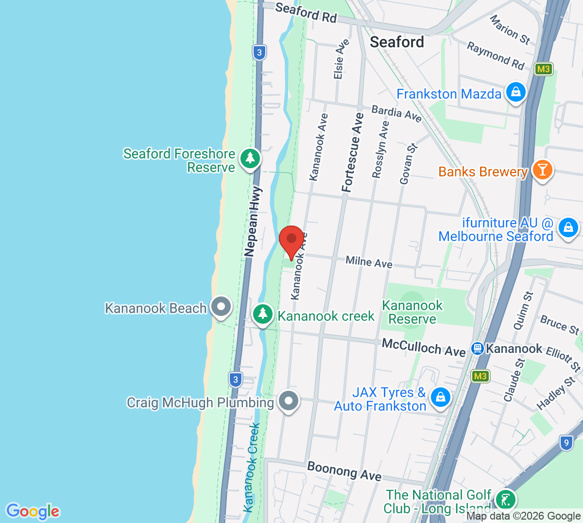 Map of Kananook Tennis Club