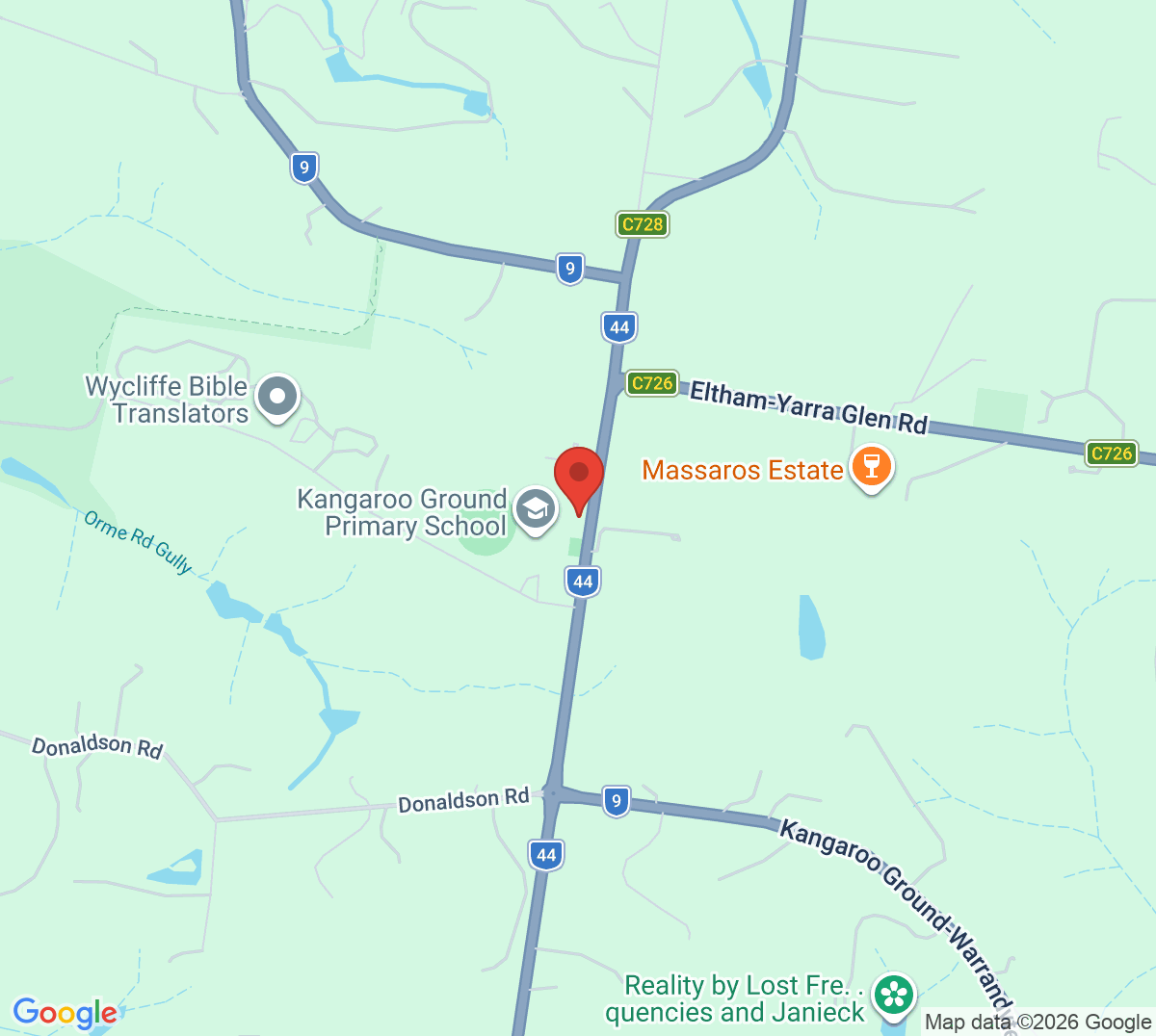 Map of Kangaroo Ground Tennis Club