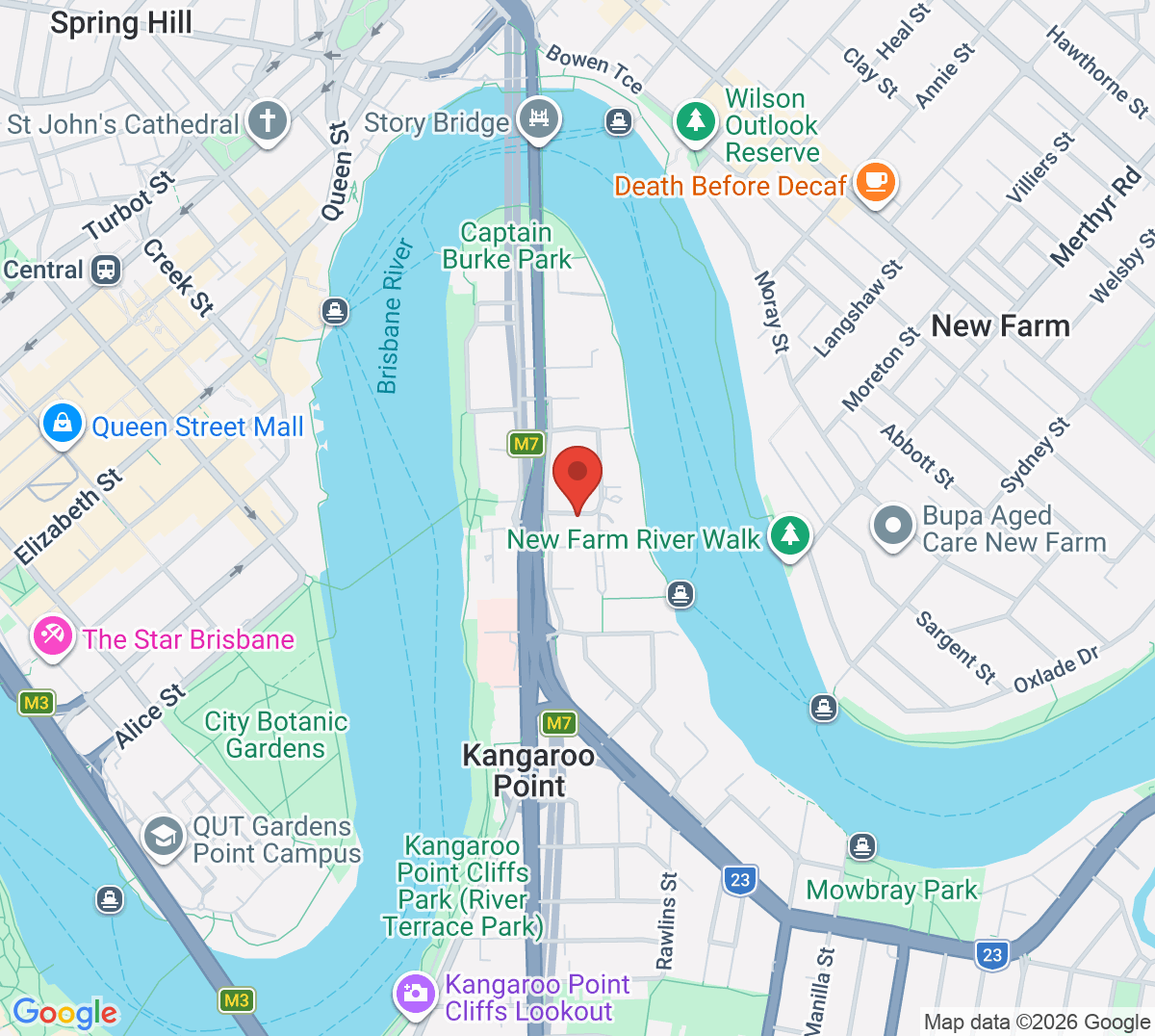 Map of Kangaroo Point Sports and Tennis Club