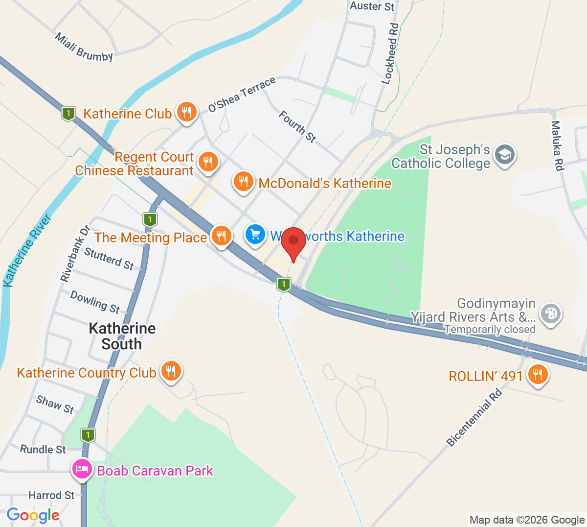 Map of Katherine Tennis Club
