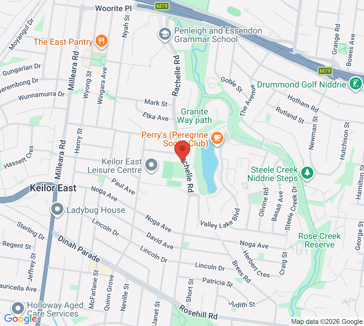 Map of Keilor East Tennis Club