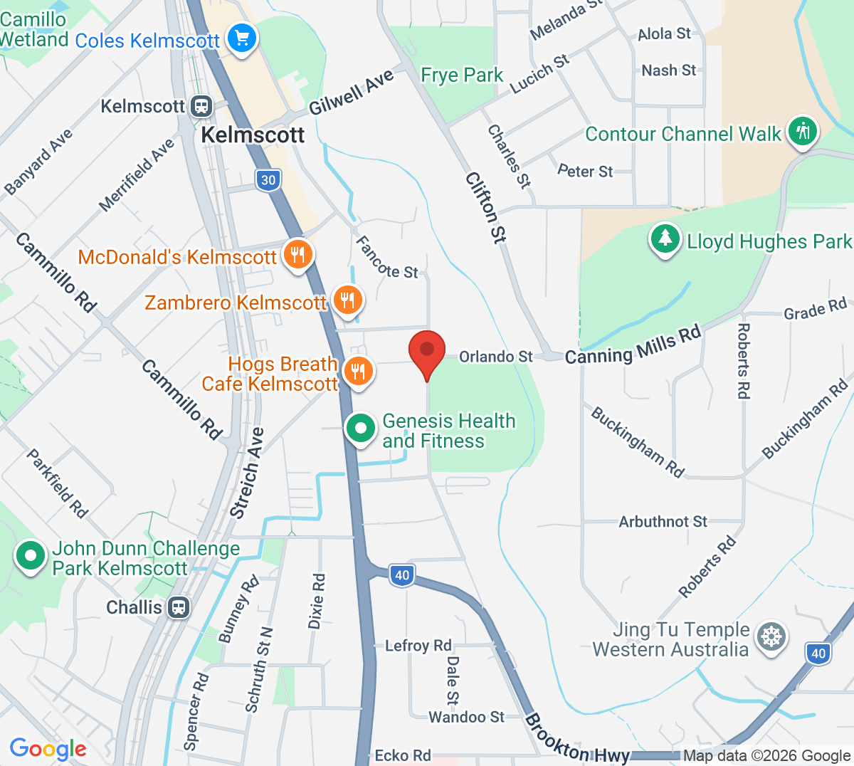 Map of Kelmscott Tennis Club