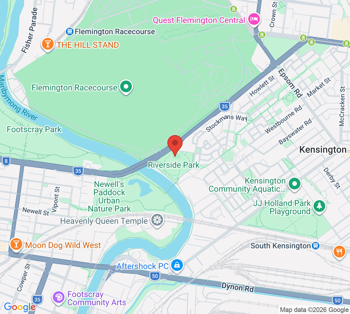 Map of Kensington Banks Tennis Courts