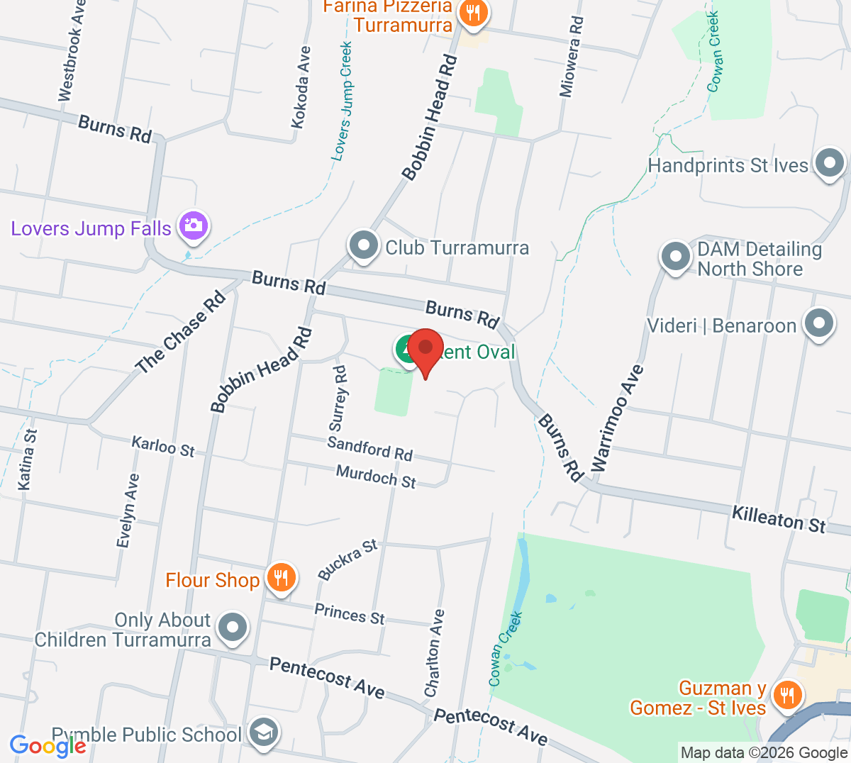 Map of Kent Road Tennis Courts