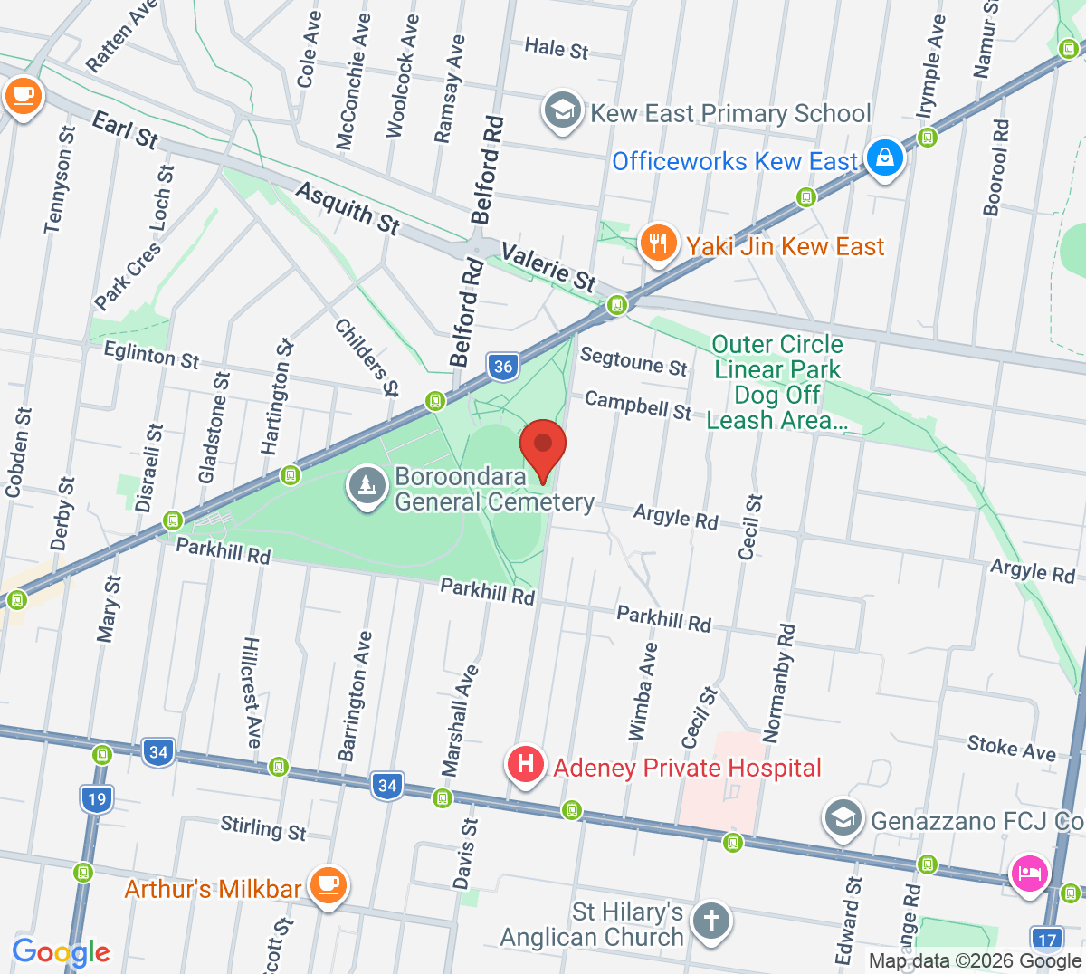 Map of Kew Tennis Club