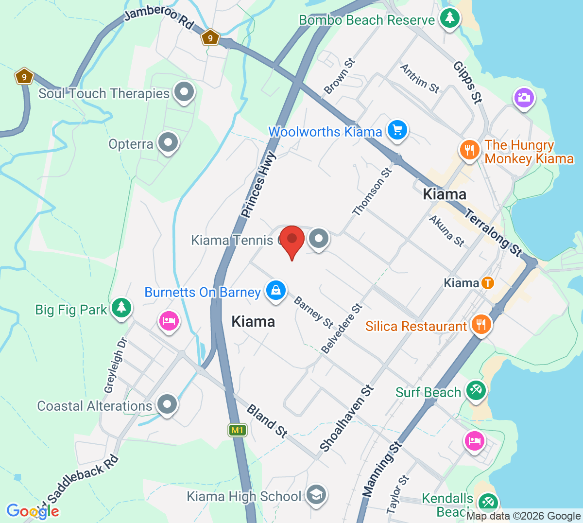Map of Kiama Tennis Club