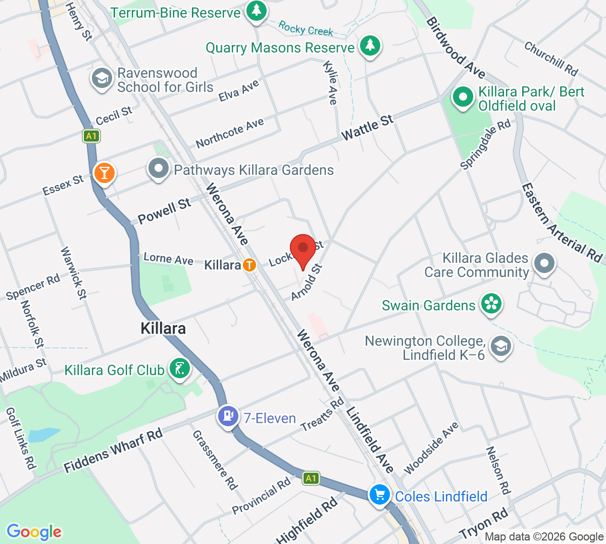 Map of Killara Lawn Tennis Club
