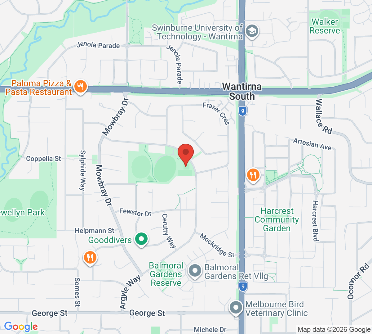 Map of Knox Gardens Tennis Club