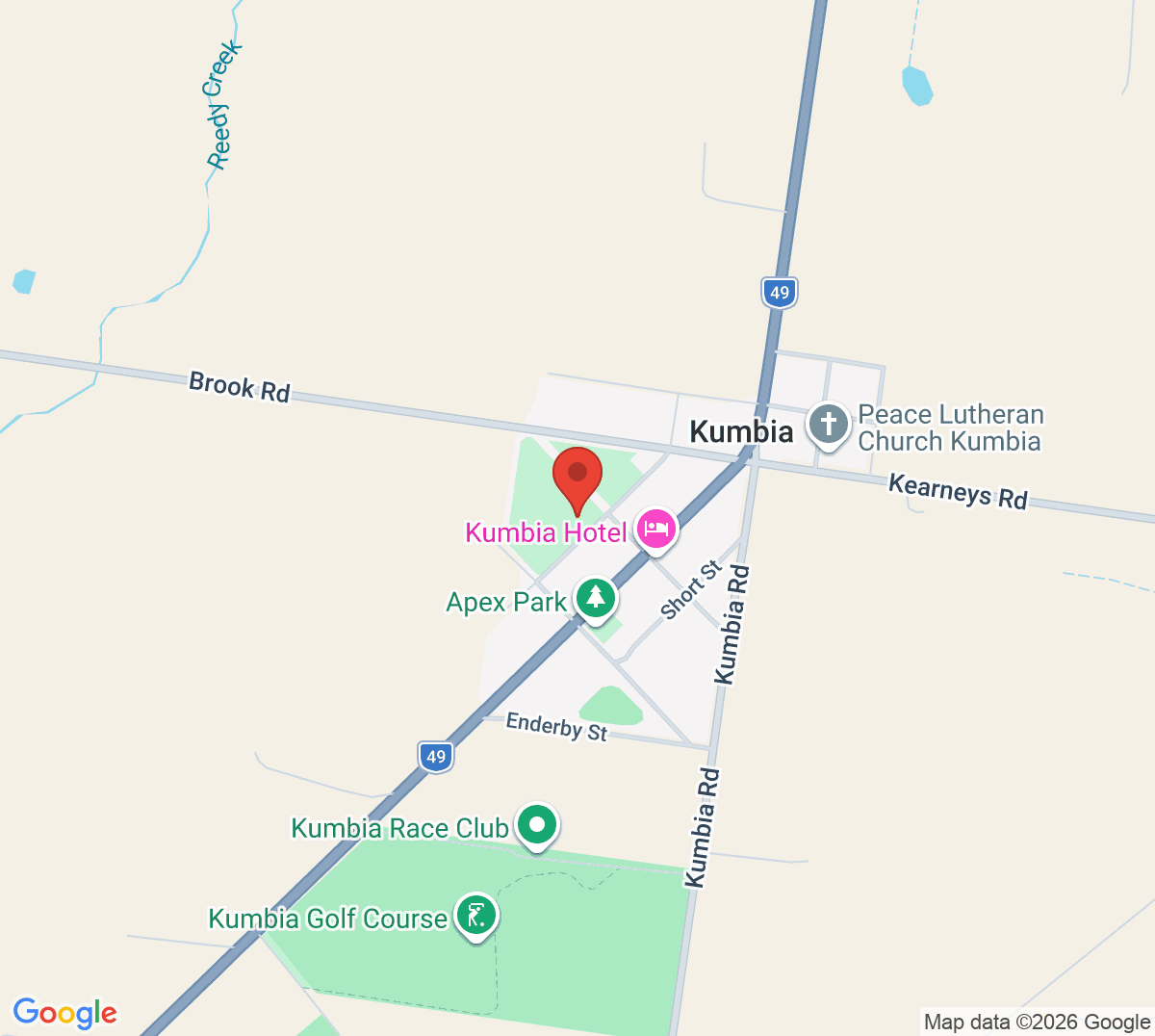 Map of Kumbia Tennis Courts