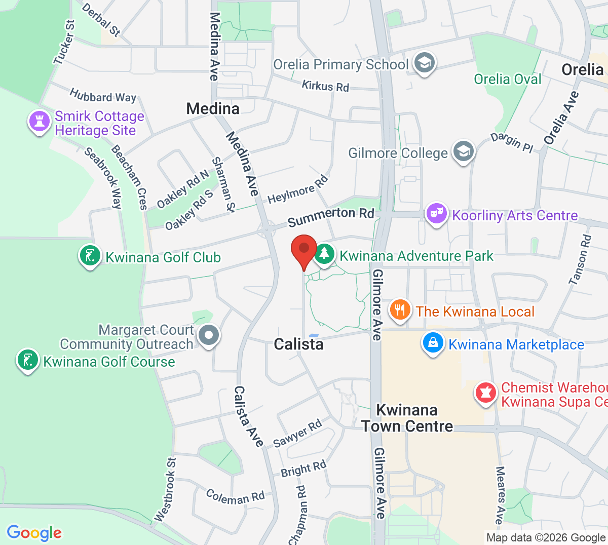 Map of Kwinana Tennis Club