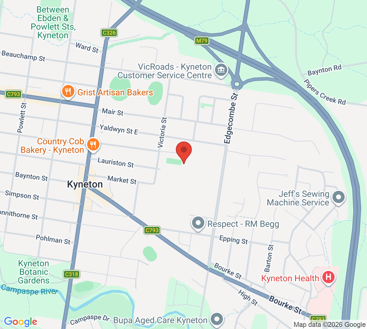 Map of Kyneton Tennis Club