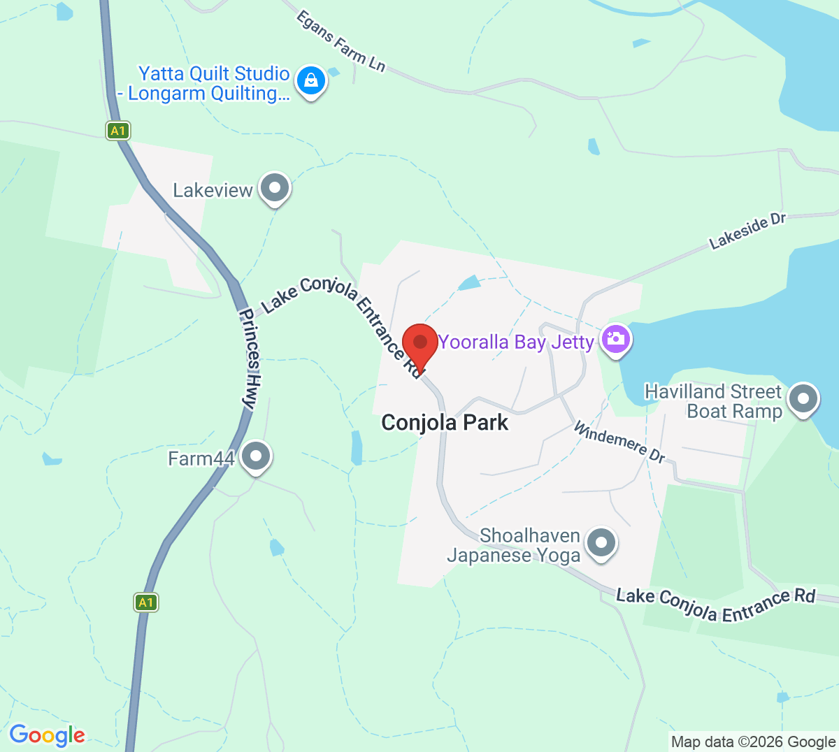 Map of Lake Conjola Tennis Courts