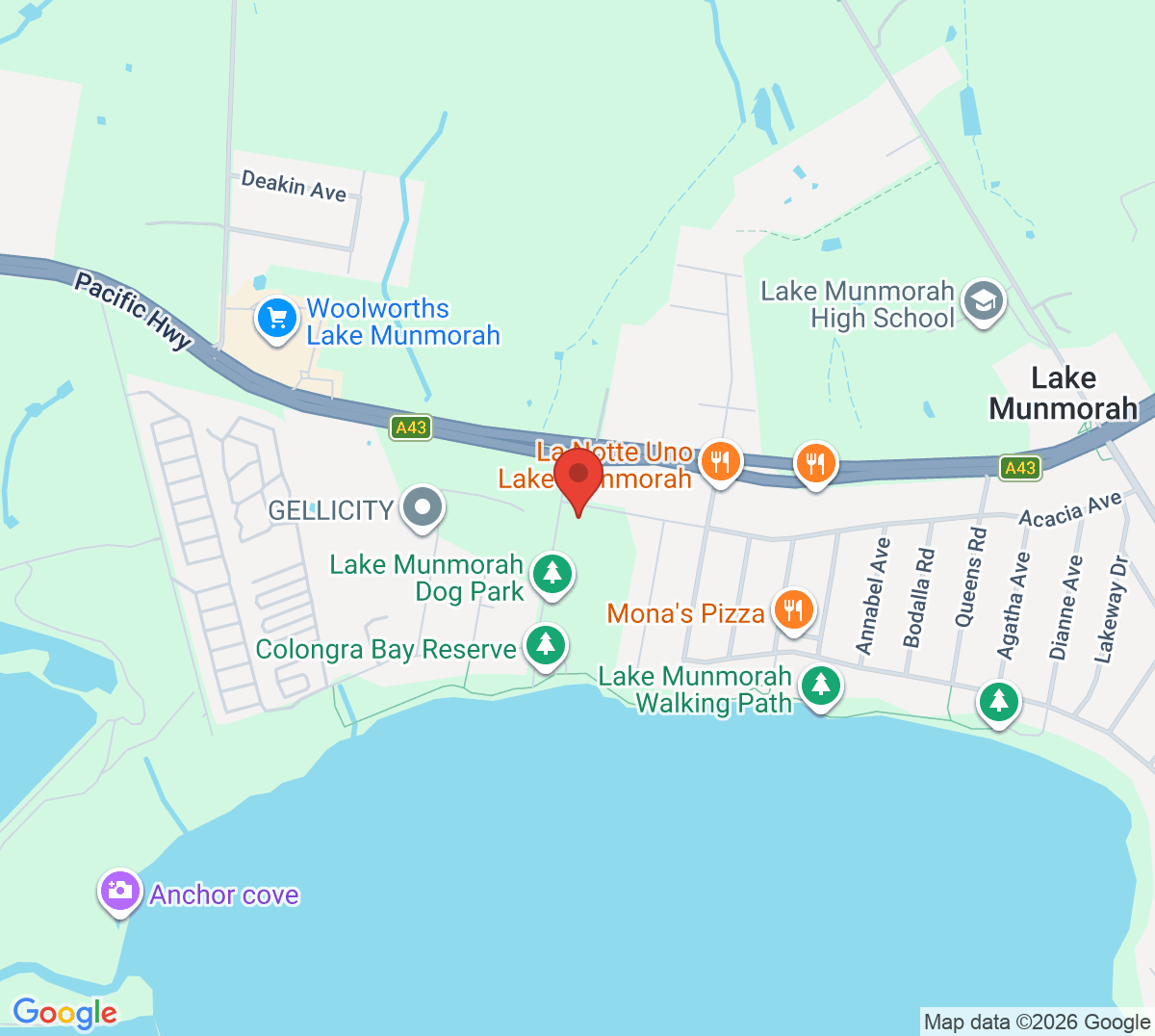 Map of Lake Munmorah Tennis Court