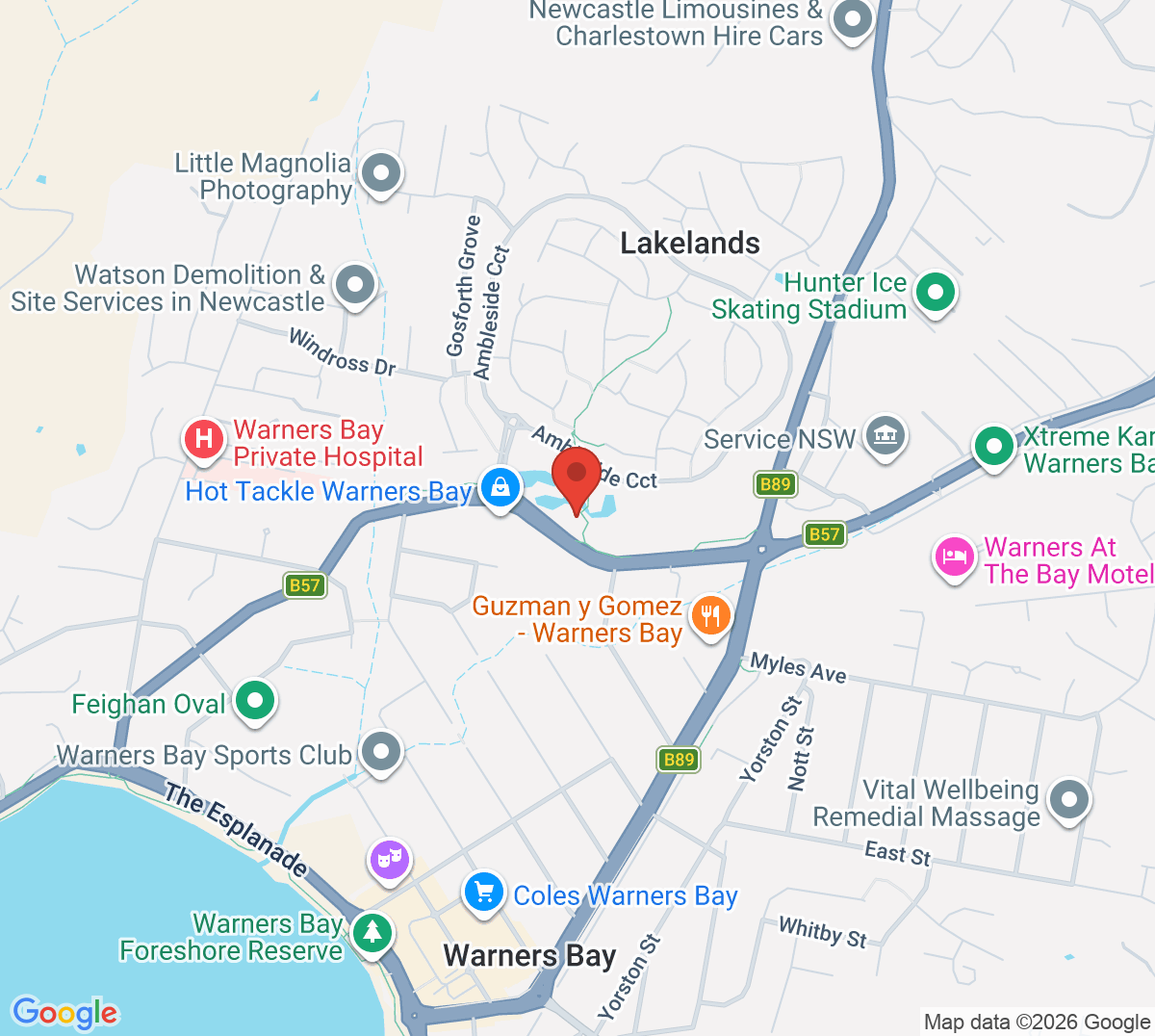 Map of Lakelands Tennis Courts - Cagney Tennis Academy