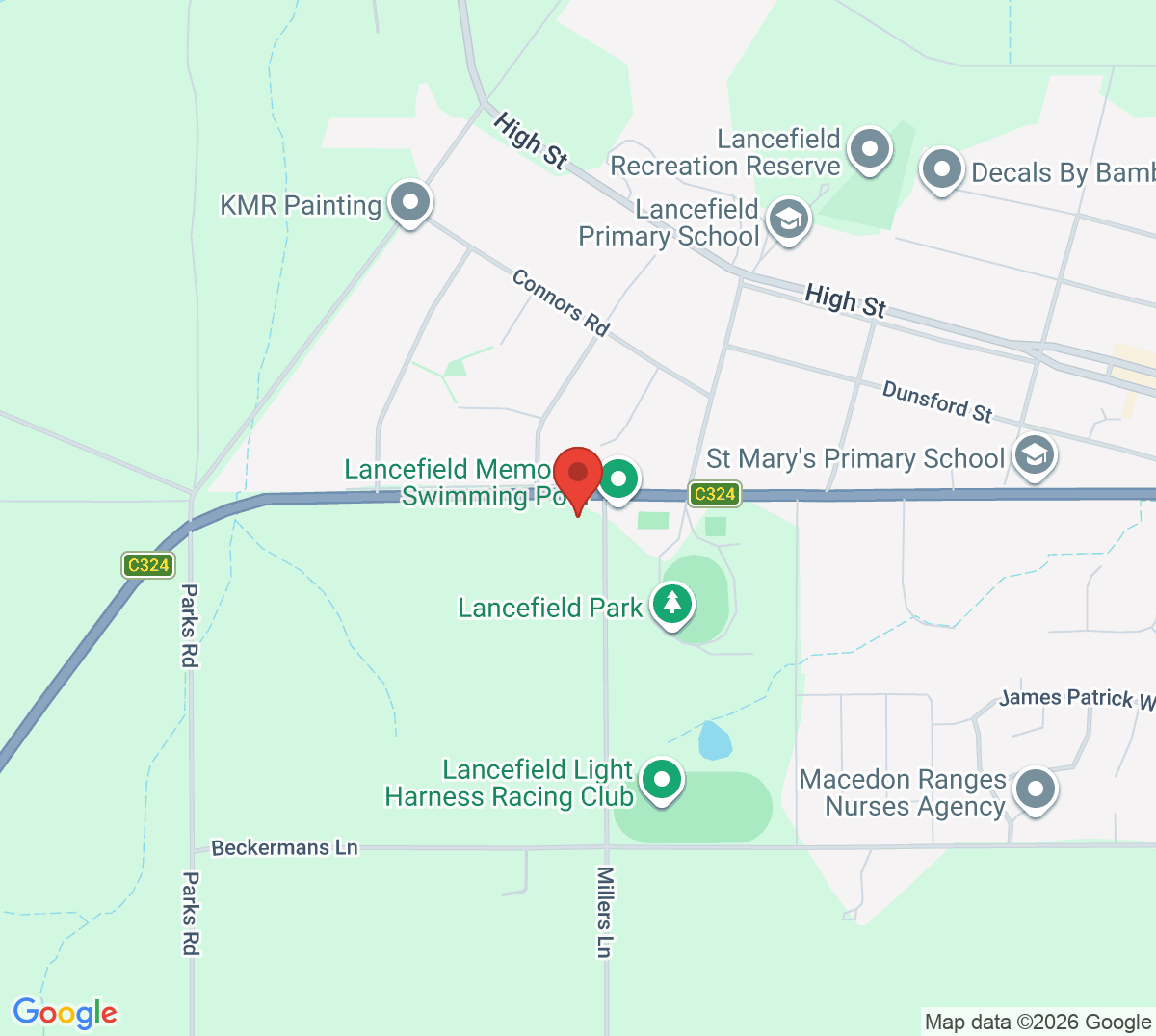 Map of Lancefield Tennis Club
