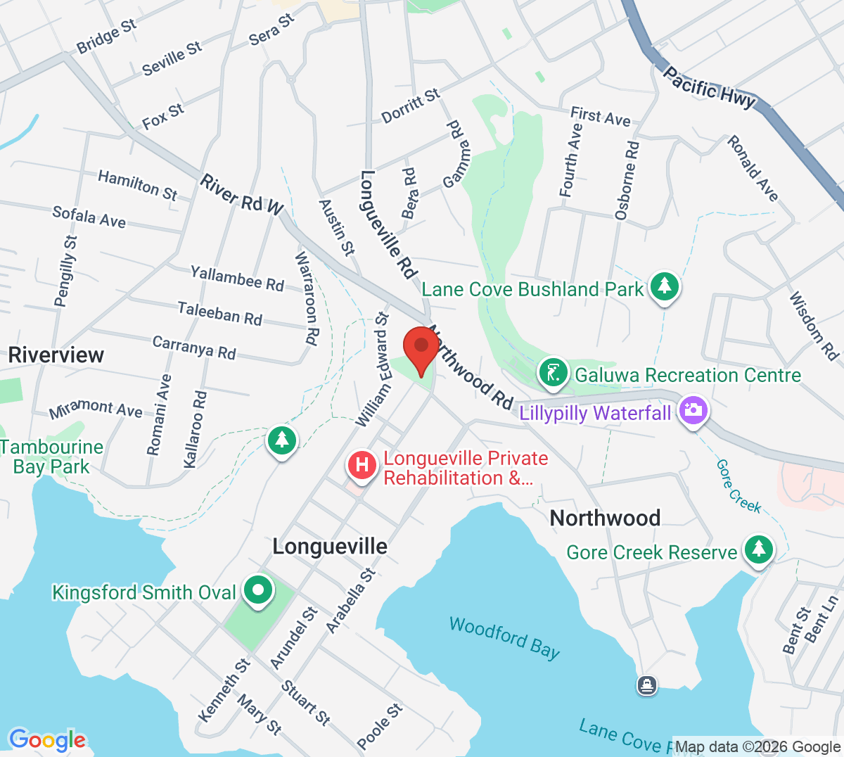 Map of Lane Cove Tennis Club