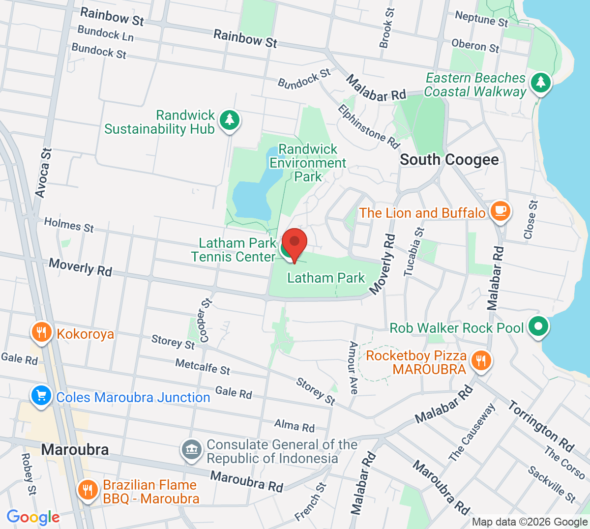Map of Latham Park Tennis Club