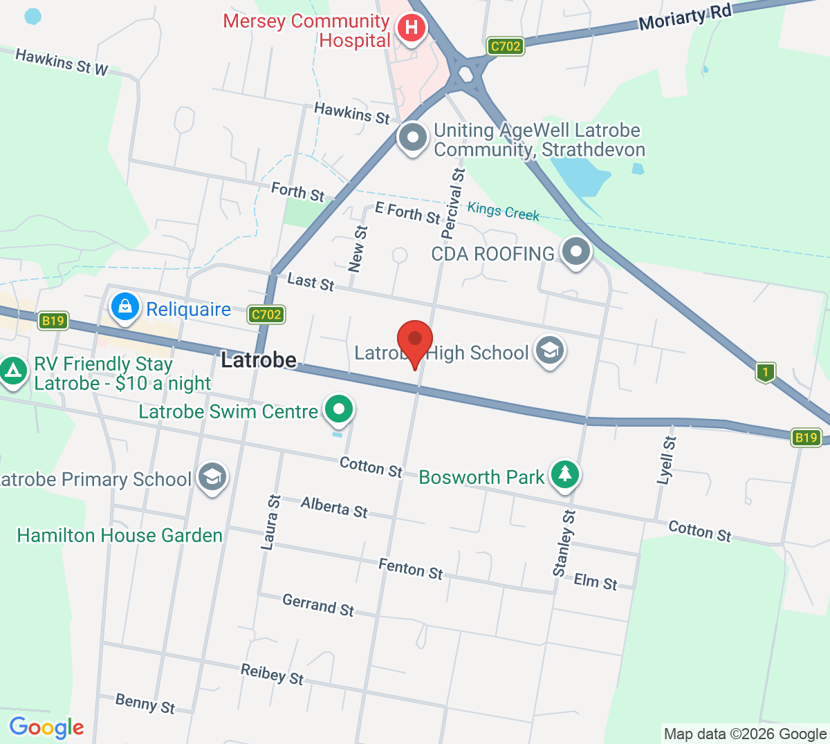 Map of LaTrobe Tennis Club