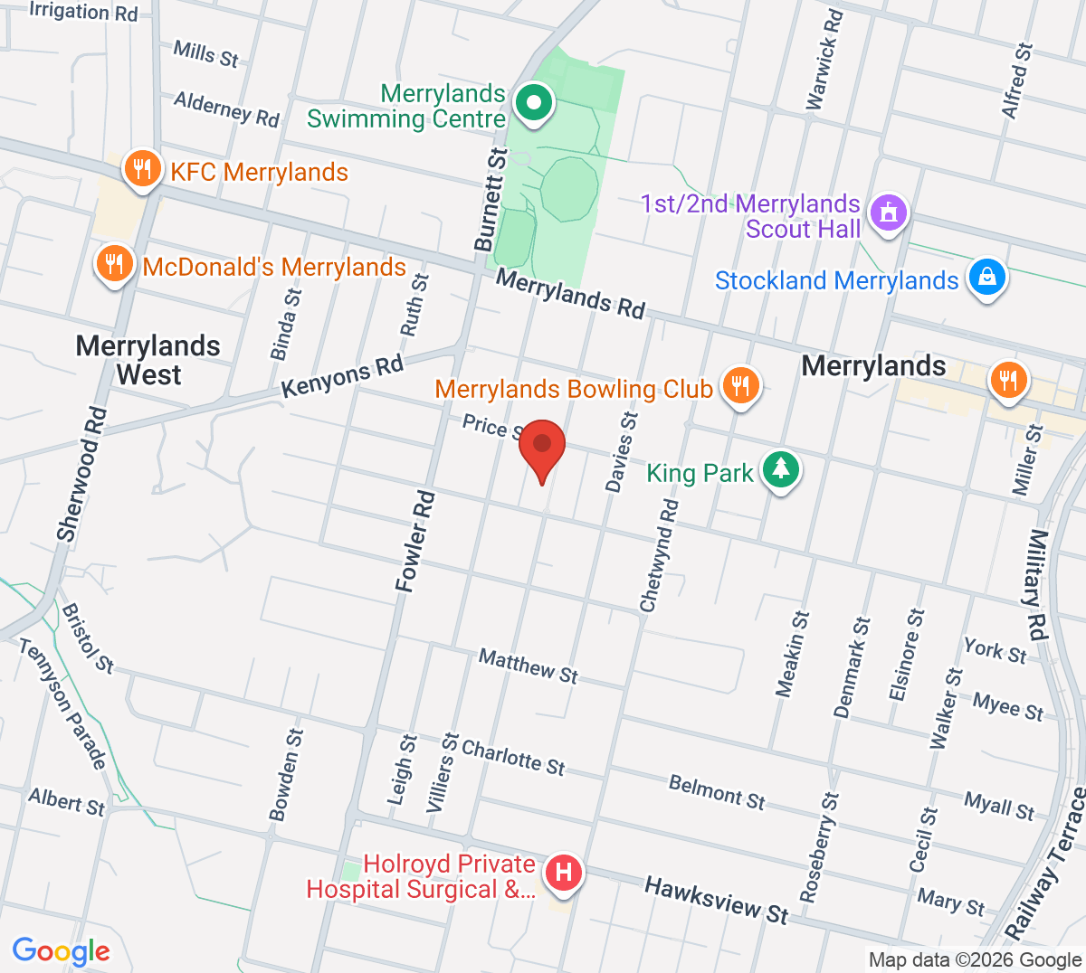 Map of Lawson Square Tennis Courts