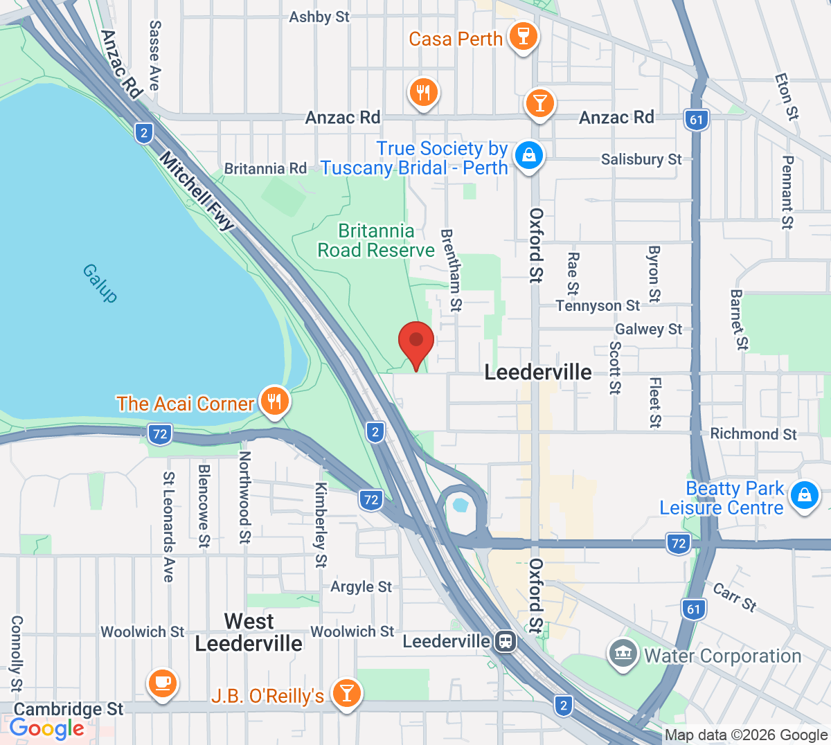Map of Leederville Tennis Club