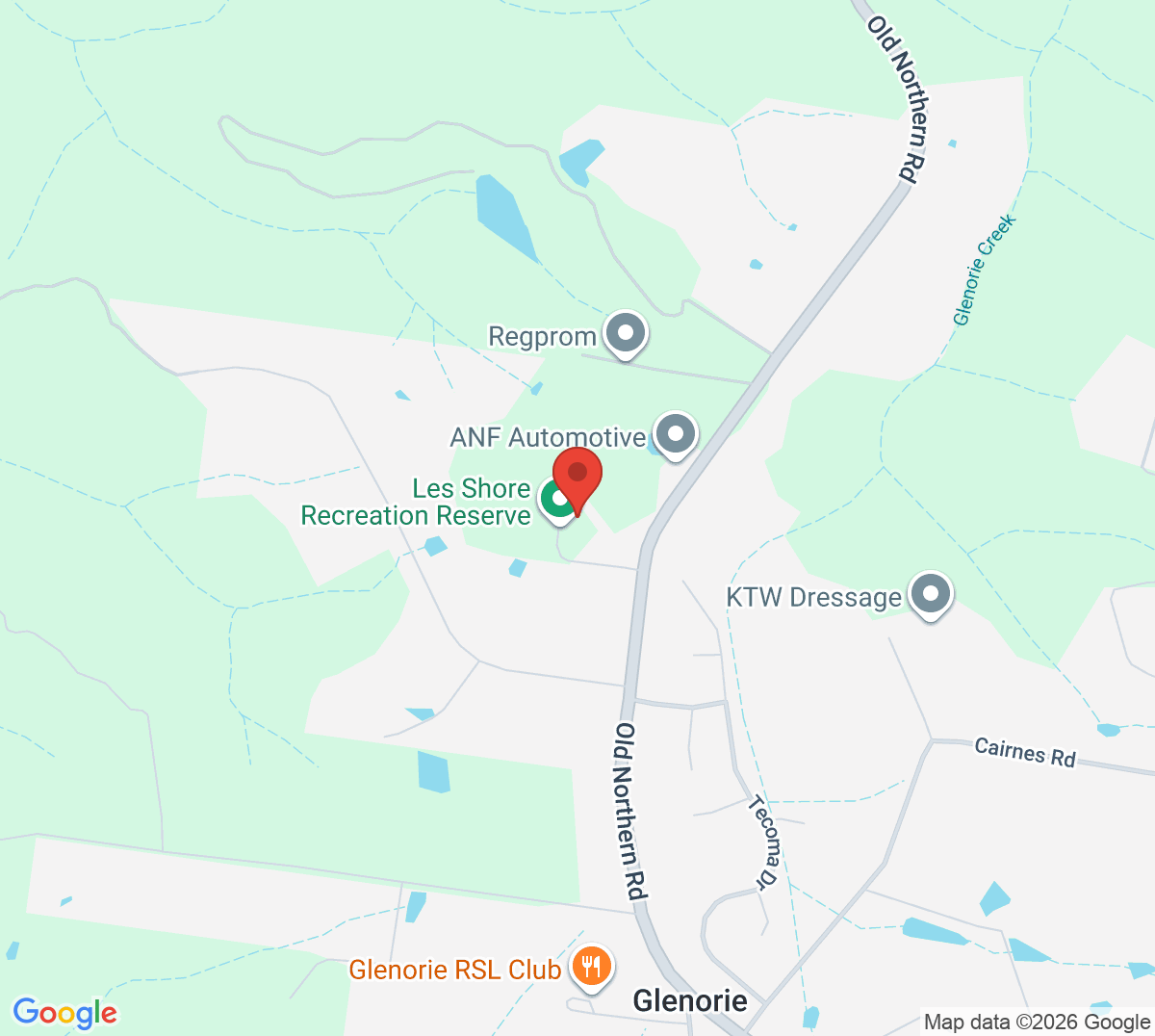 Map of Les Shore Recreation Reserve