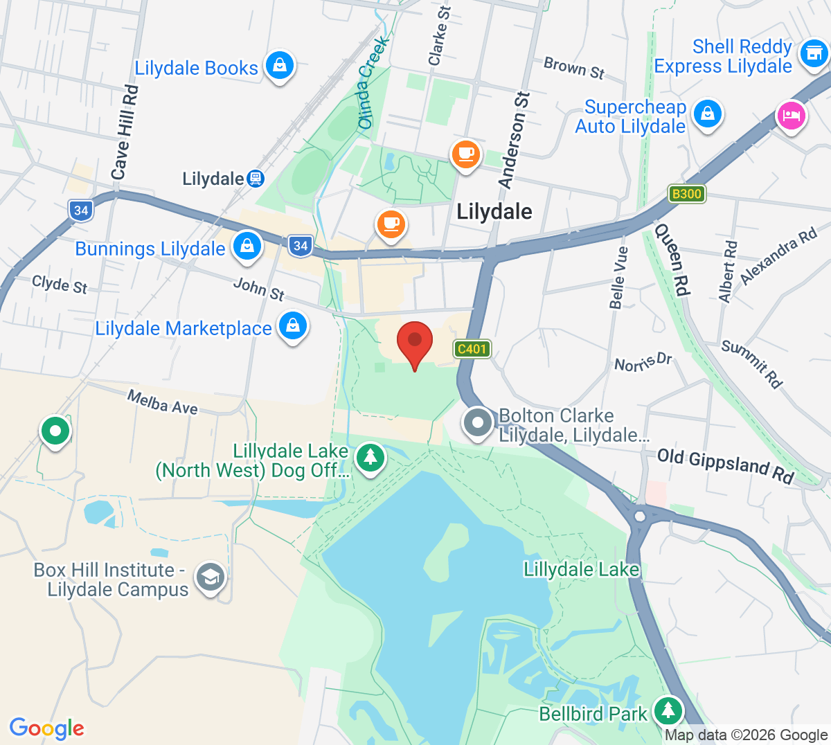 Map of Lilydale Tennis Club