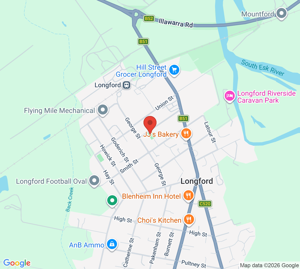 Map of Longford Tennis Club