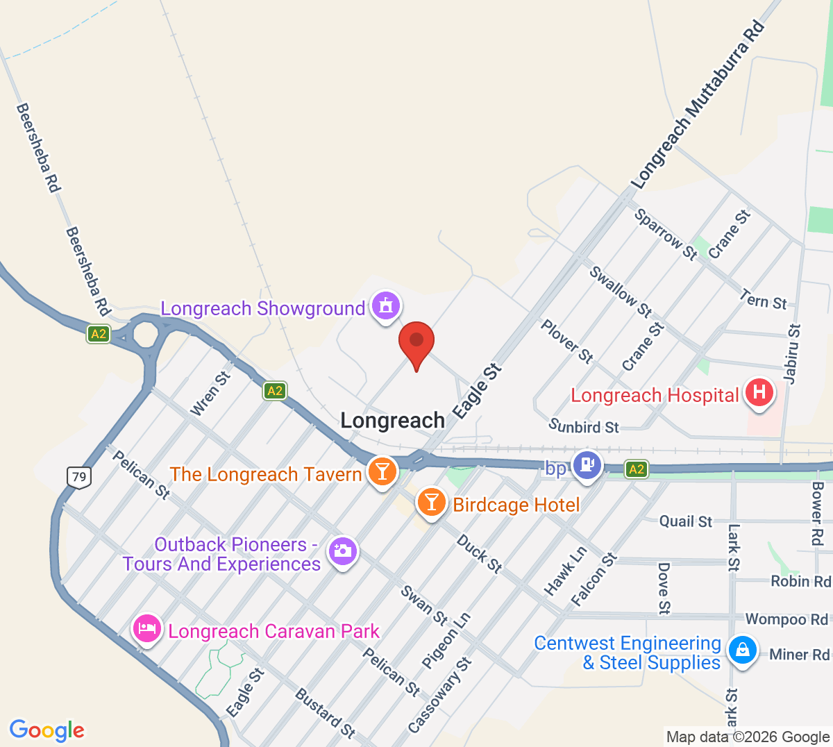 Map of Longreach Tennis Court