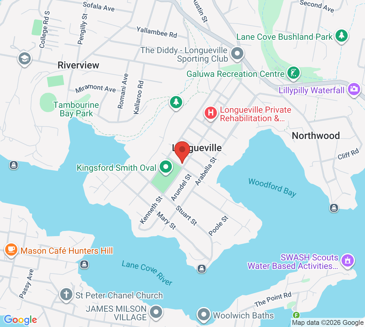 Map of Longueville Tennis Club