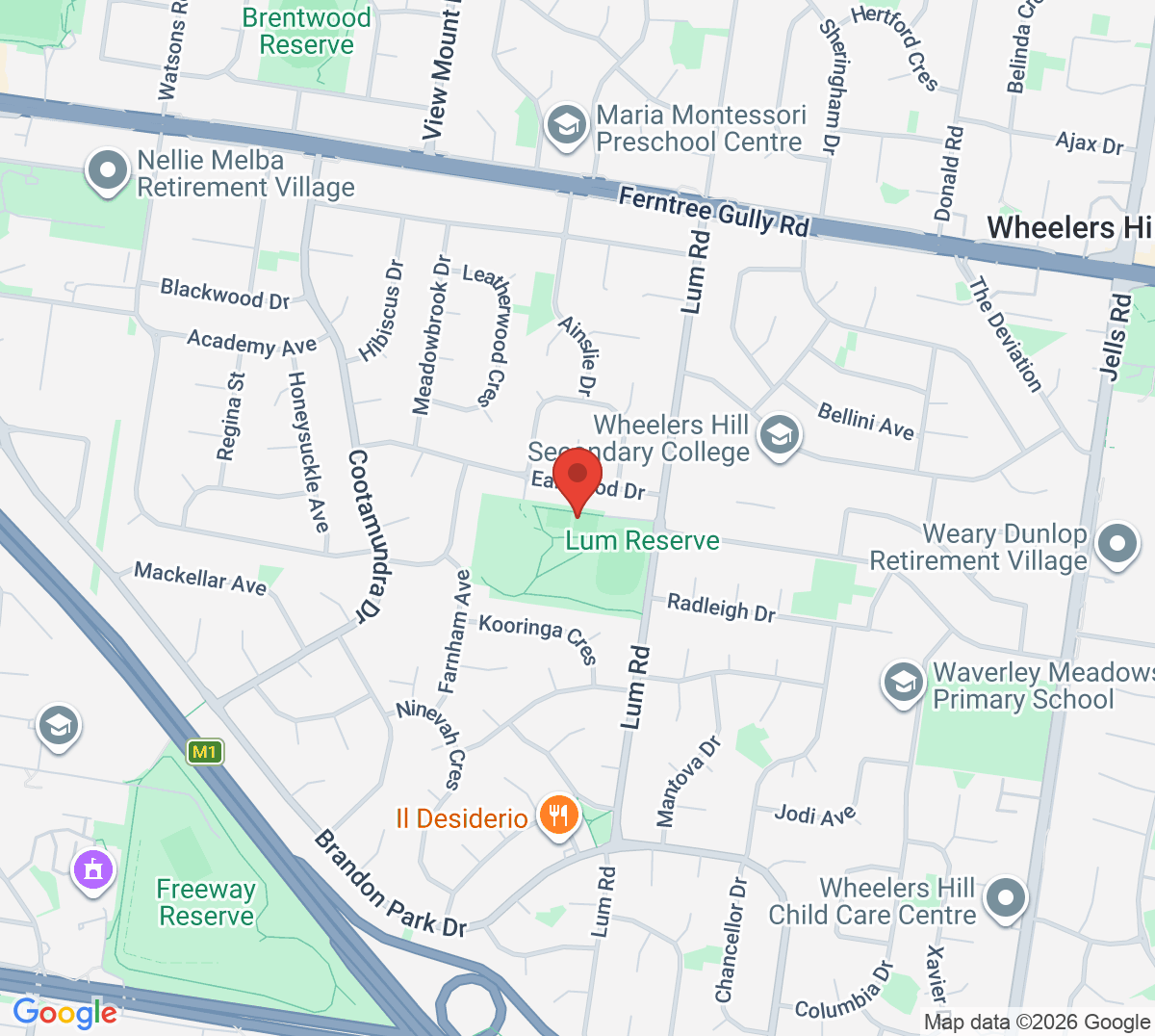 Map of Lum Reserve Tennis Club