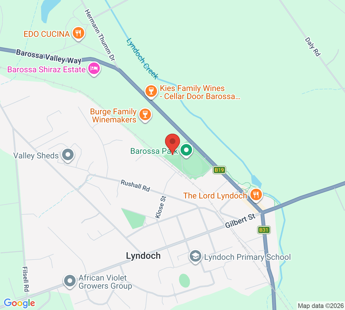 Map of Lyndoch Tennis Club