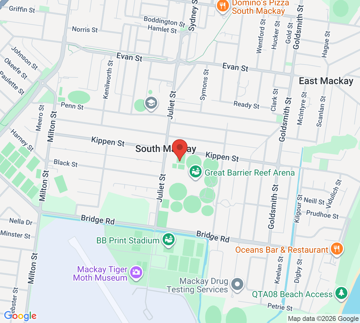 Map of Mackay Tennis Association