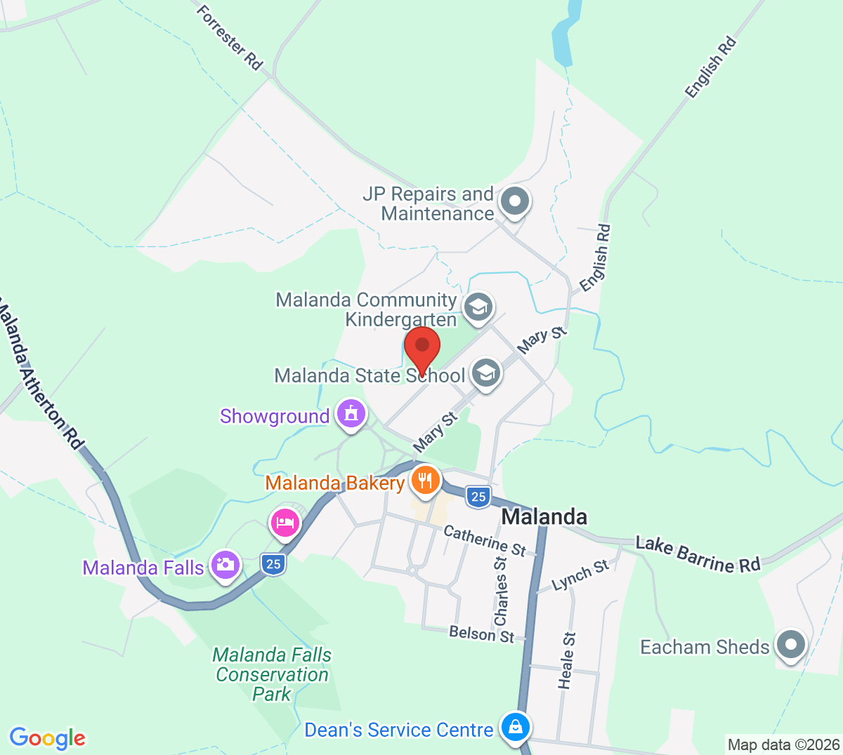 Map of Malanda Tennis Courts