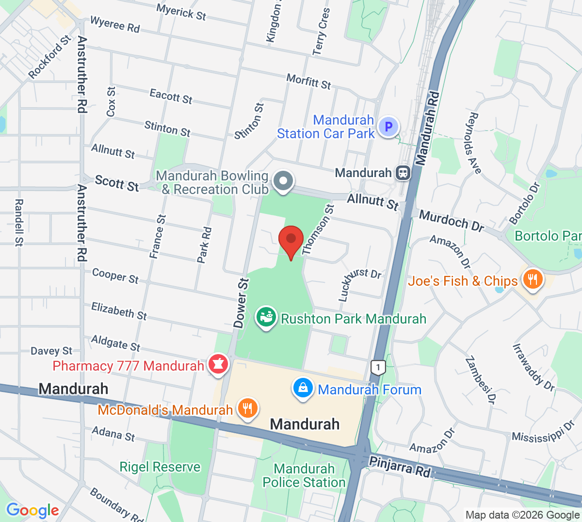 Map of Mandurah Tennis Club
