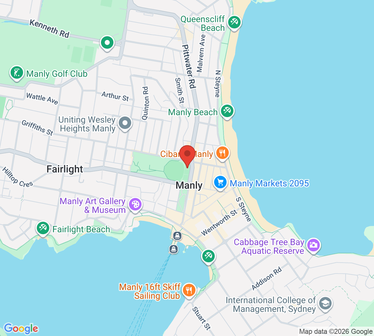 Map of Manly Lawn Tennis Club