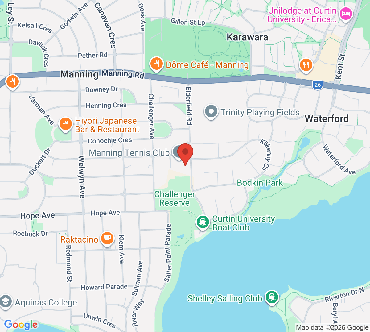 Map of Manning Tennis Club