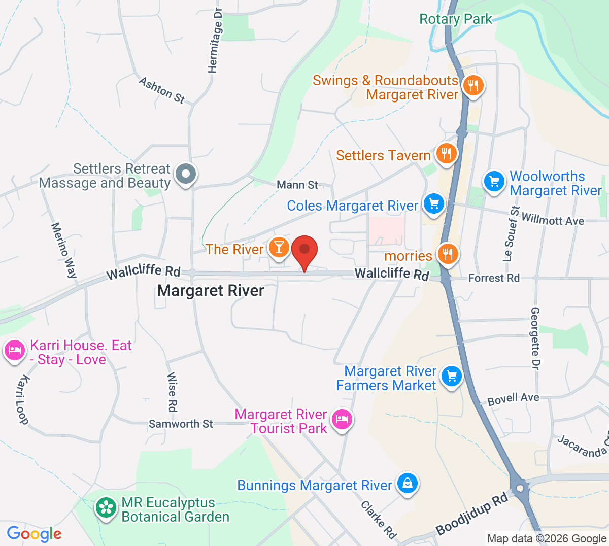Map of Margaret River Tennis Club