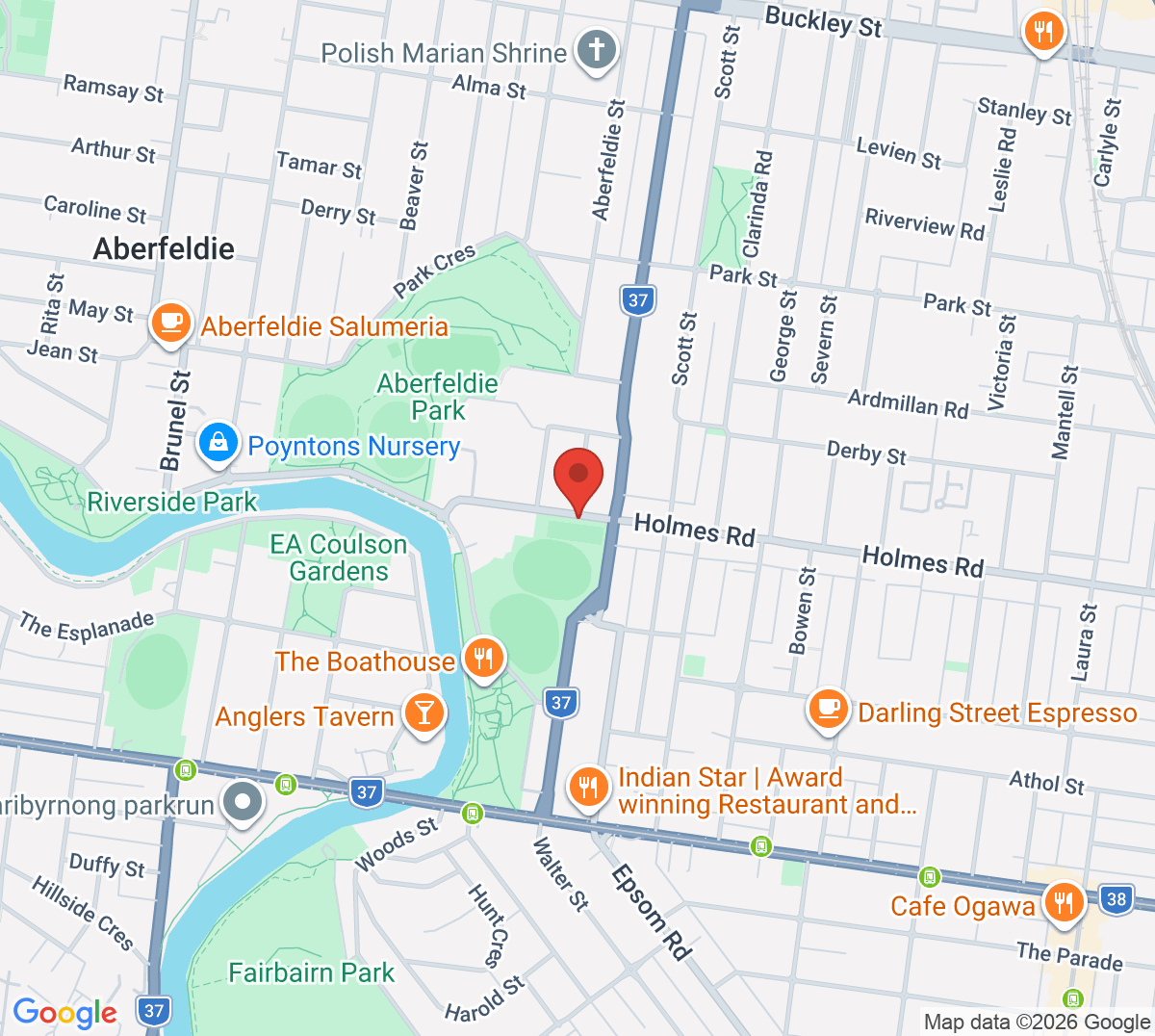 Map of Maribyrnong Park Tennis Club