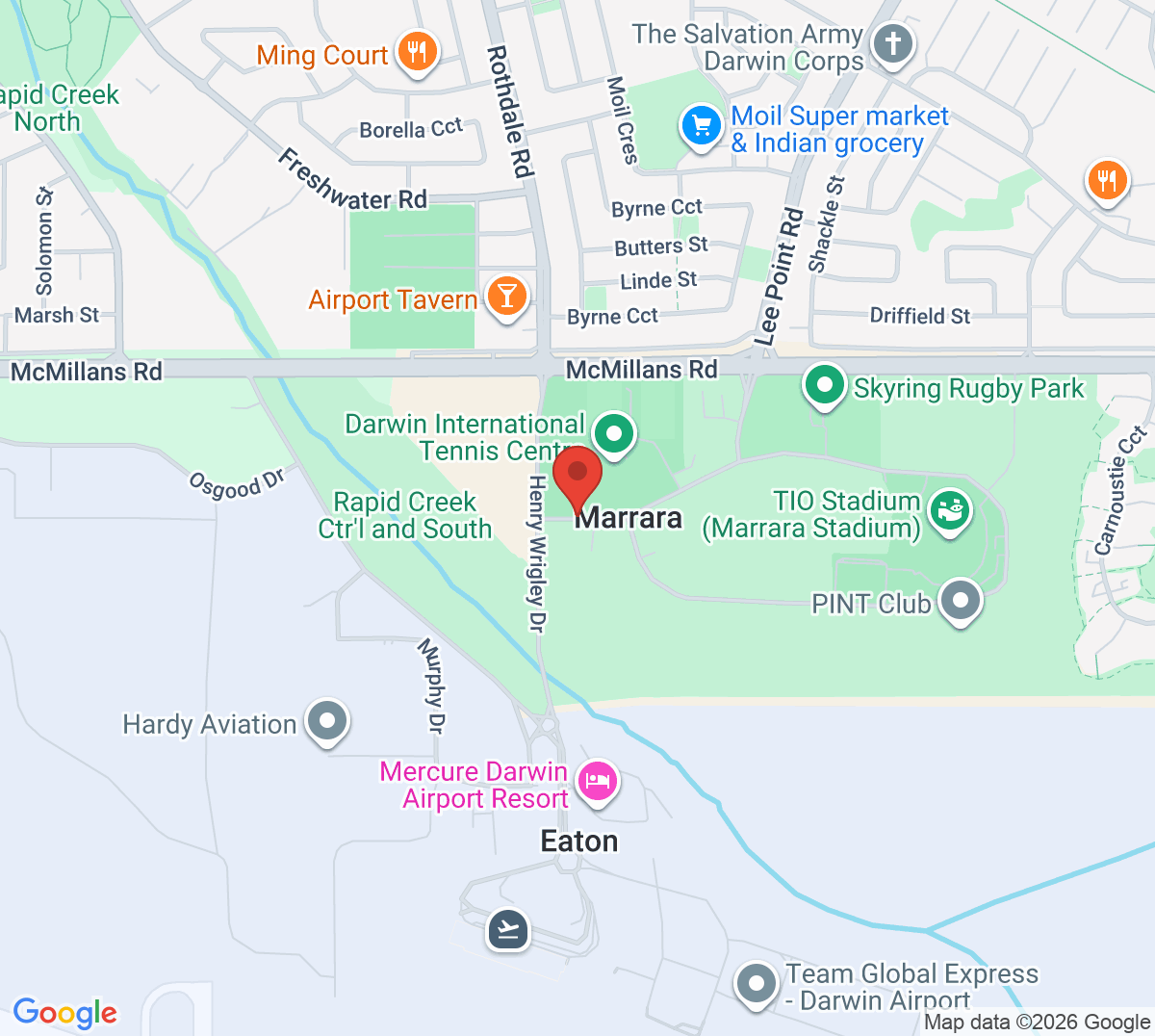 Map of Marrara Tennis Centre (Tennis World Darwin)