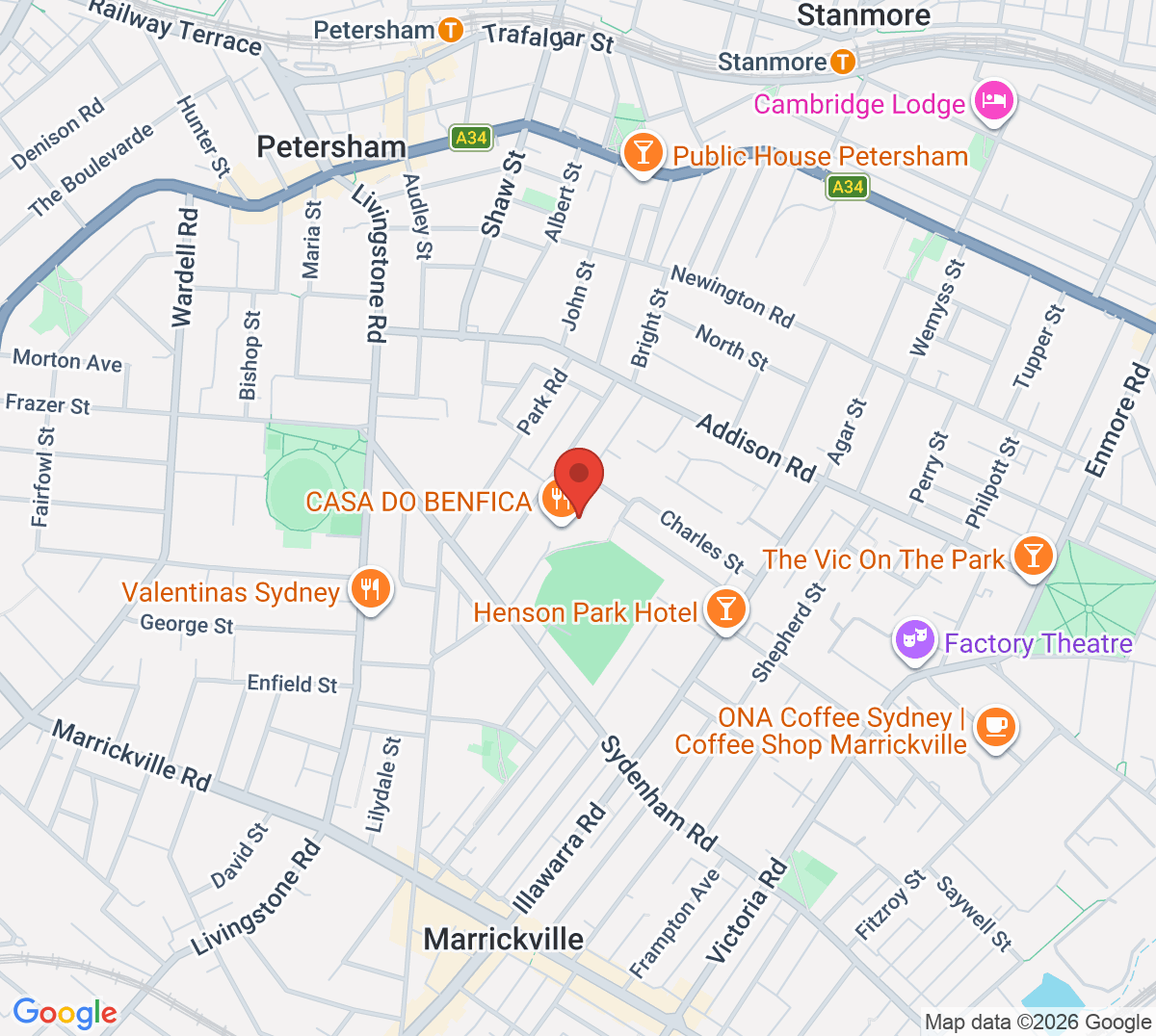 Map of Marrickville Tennis Club