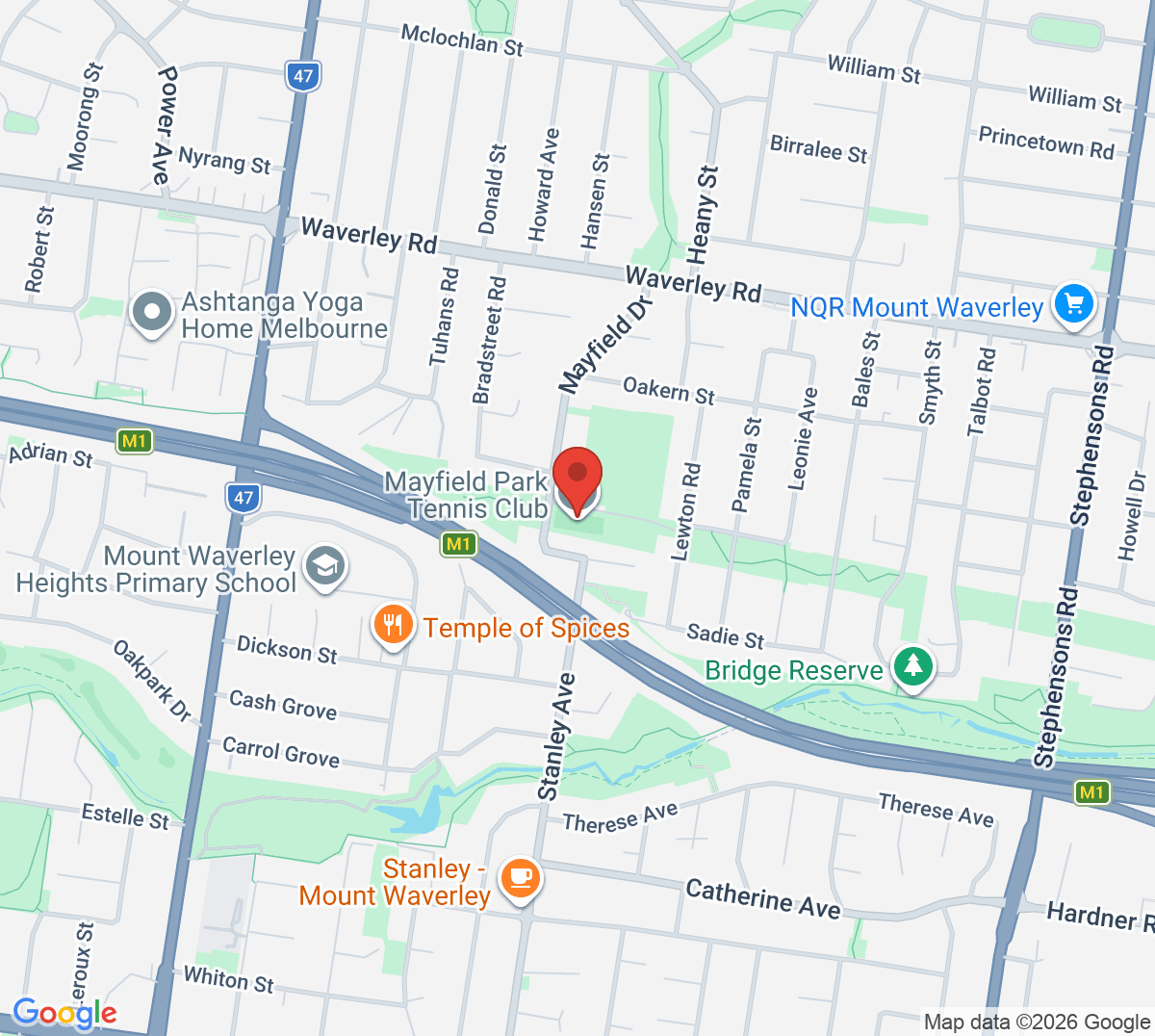 Map of Mayfield Park Tennis Club