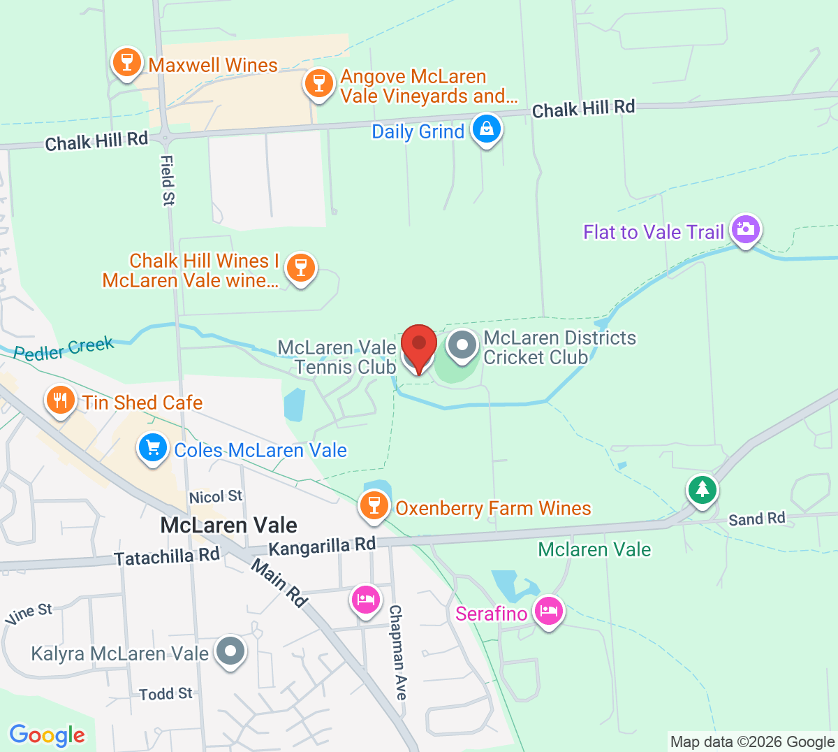 Map of McLaren Vale Tennis Club