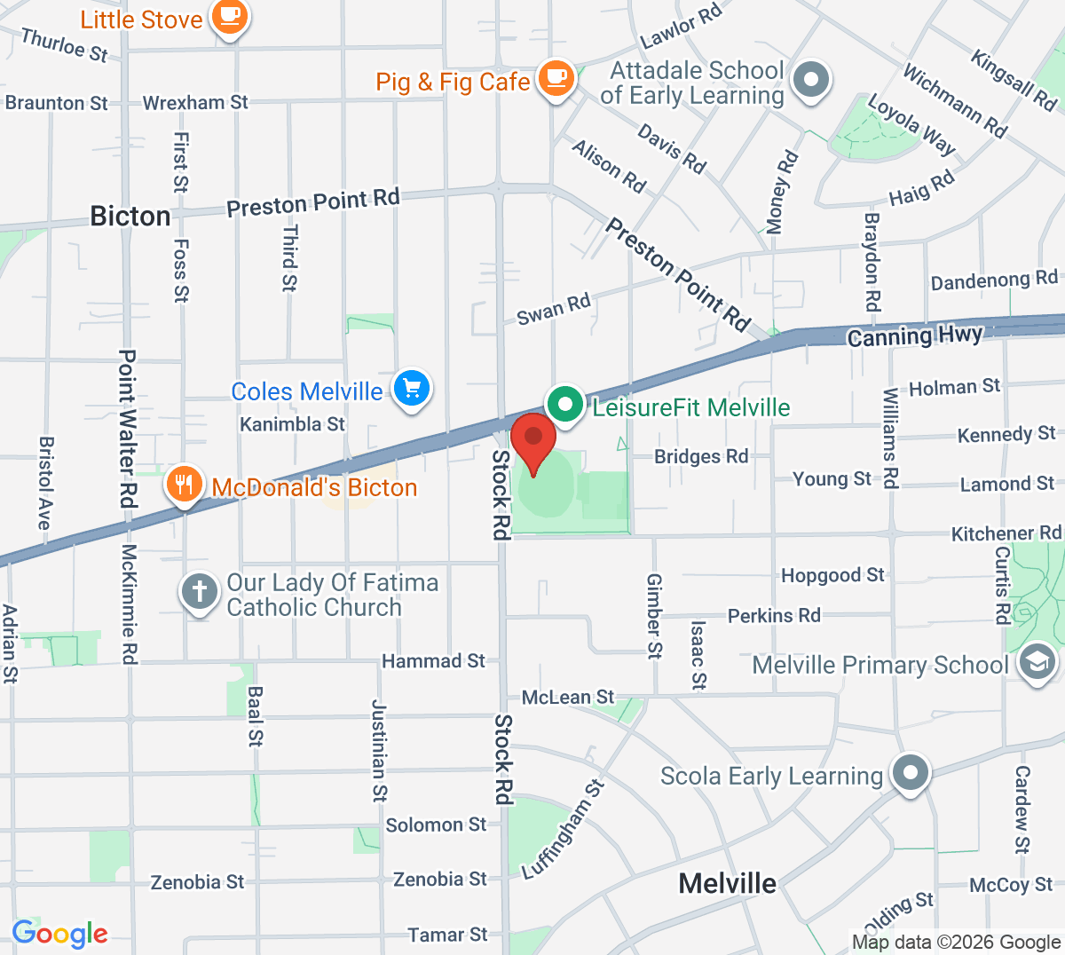 Map of The Melville Tennis Centre