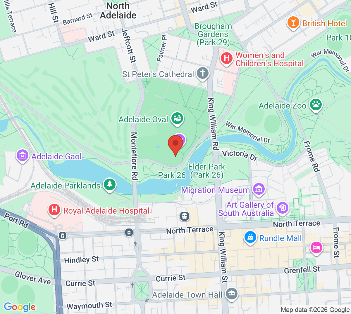 Map of Memorial Drive Tennis Centre (Tennis SA)