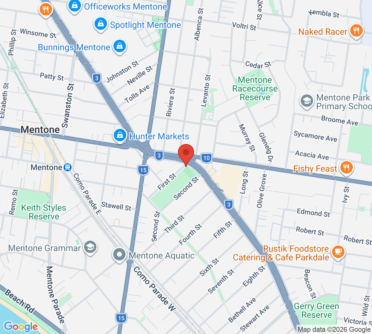Map of Mentone Tennis Club