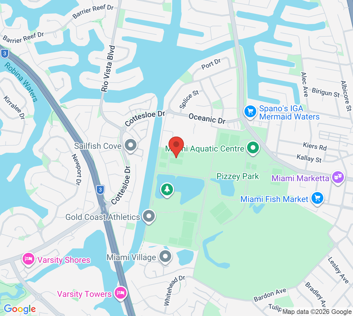 Map of Miami Tennis Club - Pizzey Park