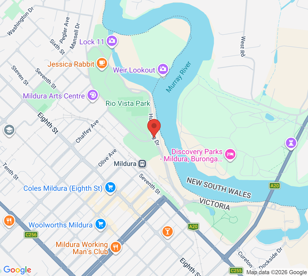 Map of Mildura Lawn Tennis Club